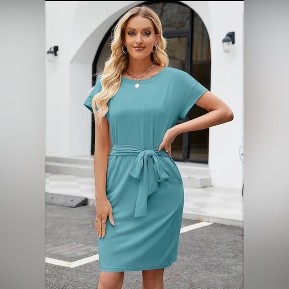 Merokeety Dresses & Skirts - NWT MEROKEETY Women's Short Sleeve T Shirt Dress w/ Tie Waist‎ & Pockets M (B29)